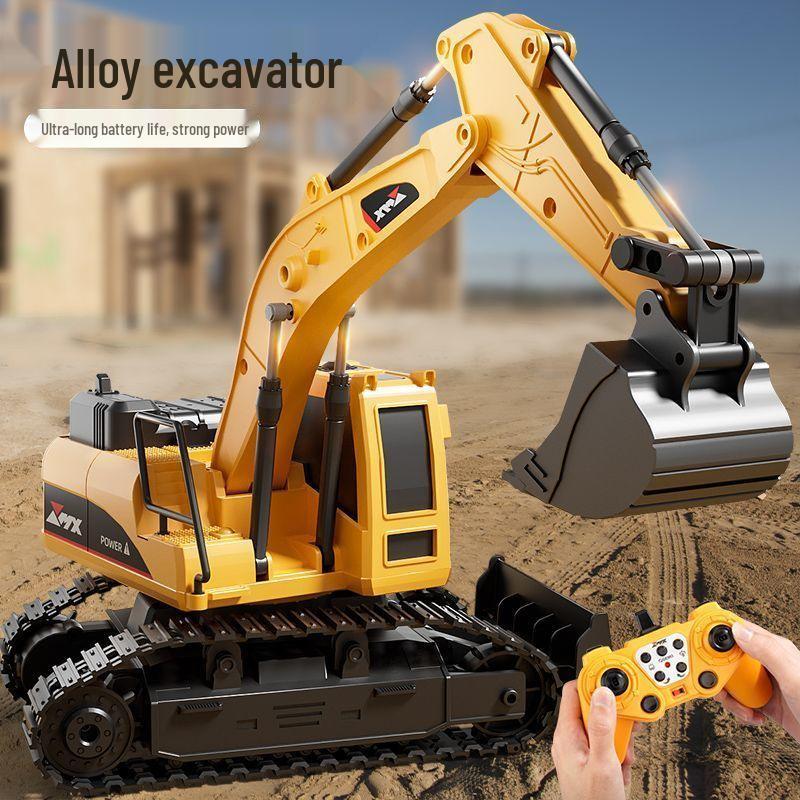 Remote Control Alloy Bulldozer Excavator Toy with Spray Function for Kids