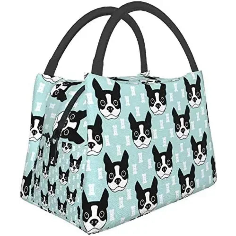 Reusable Lunch Bag Boston Terrier and Dog Insulated Lunch Box Cooler Tote Bag Organizer Bag for Work Outdoor Picnic