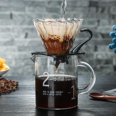 Straight Body Round Handle Hand Brewing Coffee Pot Thickened Heat-resistant Glass Straight Body Sharing Cup Graduated Cup Brewing Light Luxury Retro