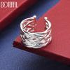 925 Sterling Silver Heavy-Duty Interlocking Braided Open Ring - Stylish Evening Ring