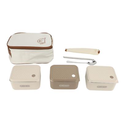 3 Stück Lunchbox Set 600ML Mikrowellengeeignet Edelstahl Lunchbehälter mit Tasche Essstäbchen Löffel