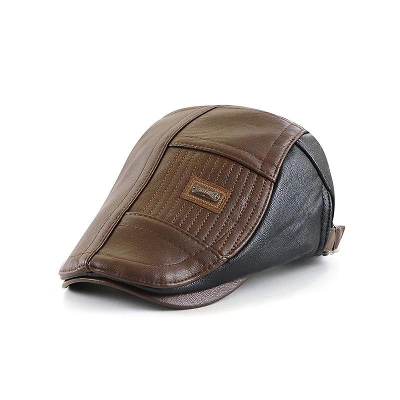 Unisex PU Leather Ivy Cap Adjustable Newsboy Beret Classic Golf Flat Cap Gatsby Driving Fishing Hat for Men And Women