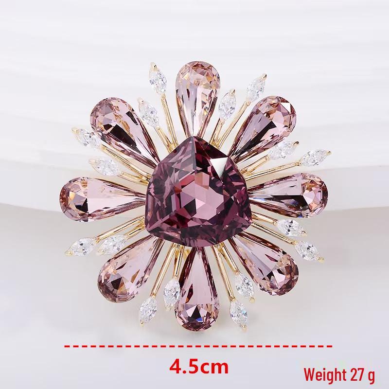 Универсальная брошь «Подсолнух» с кристаллами: Персонализированная бутоньерка-аксессуар для пиджаков золотой