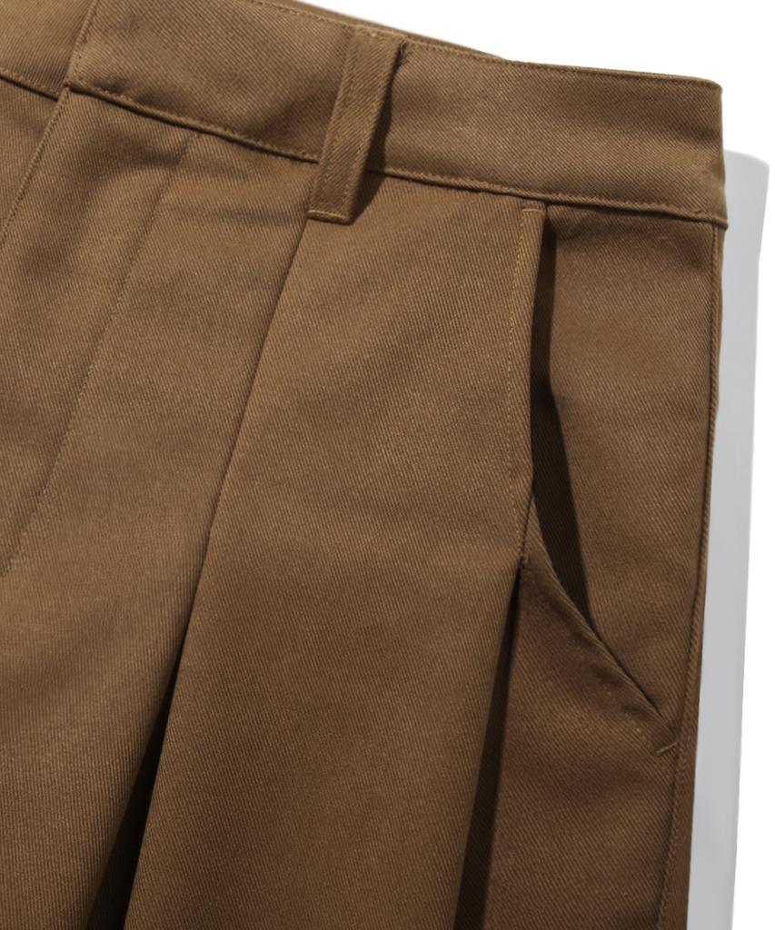 TRILLION Wool-Like Inverted Tuck Wide Pants [Camel]