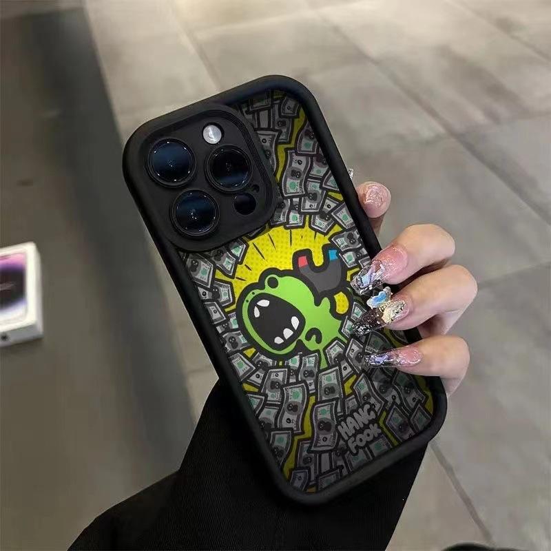 Sucking Money and Shouting Frog Frog Is Suitable for Apple 14plus Mobile Phone Case 13promax Creative 15pro New 12 Soft X