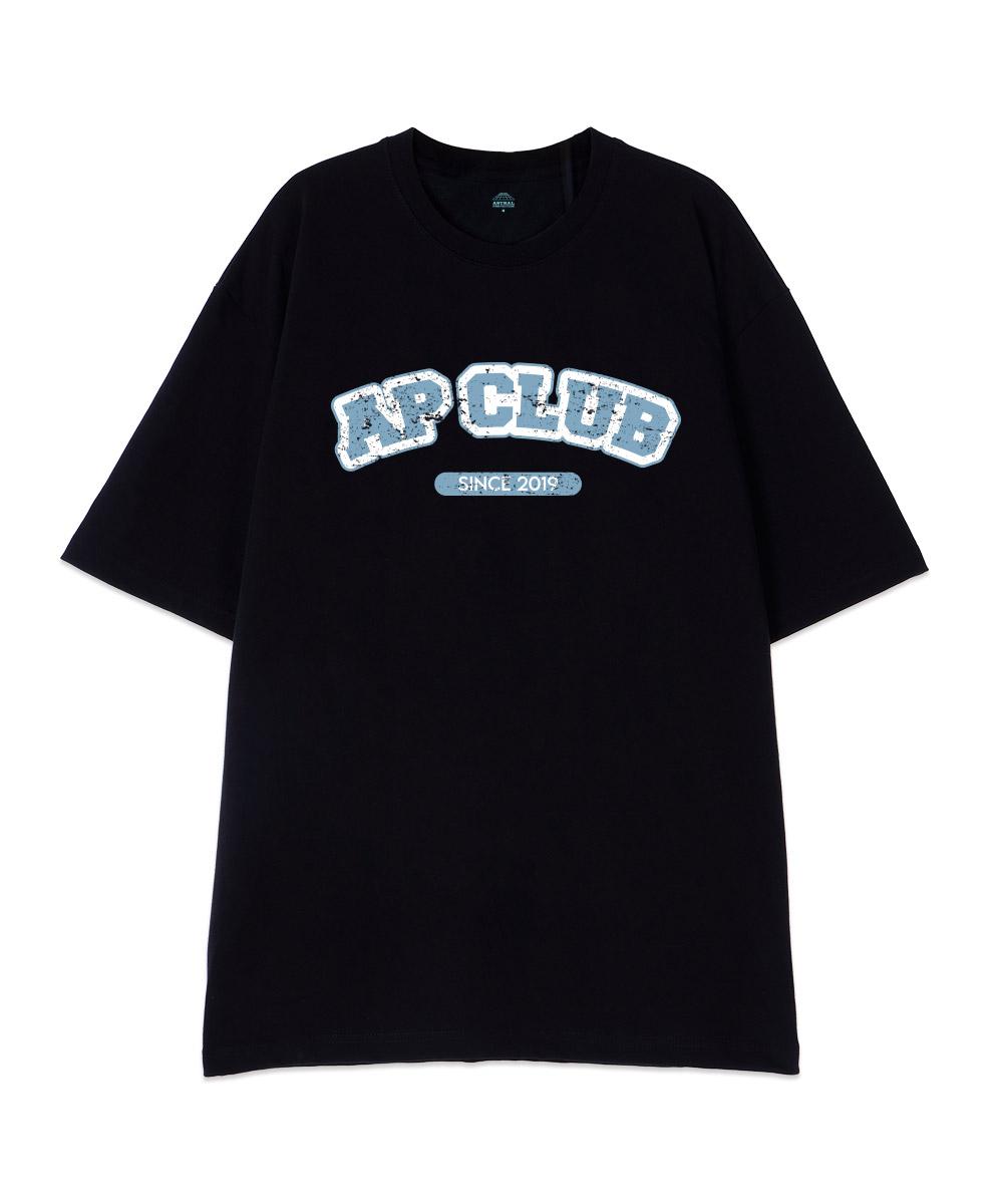 Astral Projection [Oversized] Ap Club 13-Count Cotton Round Neck Short Sleeve T-Shirt_Black L