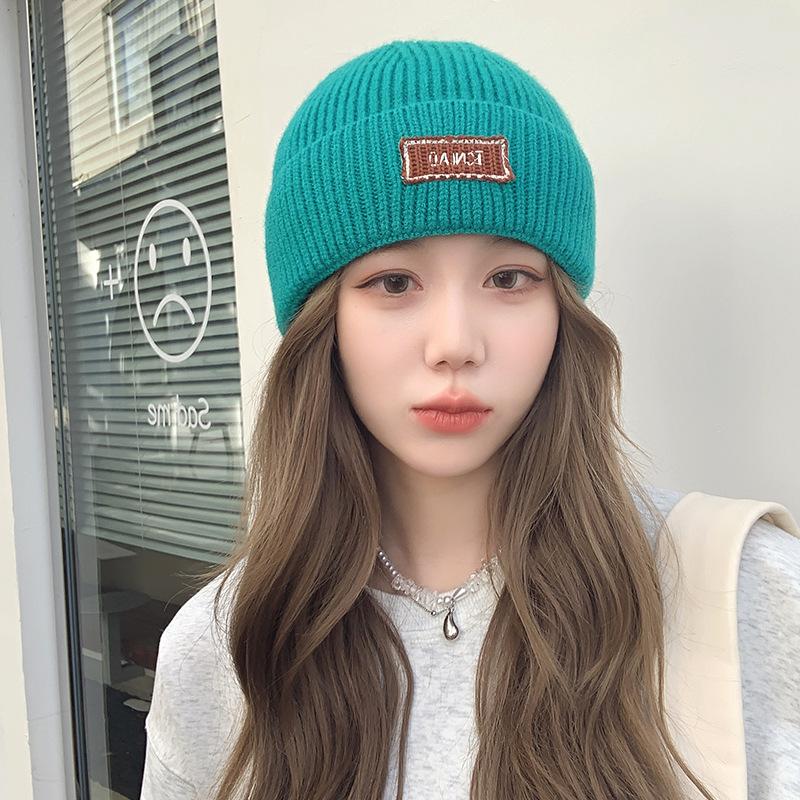 Knitted Hat for Women Autumn and Winter Warm Korean Style Solid Color Simple Face Showing Small Ear Protection Pullover Woolen Hat for Men