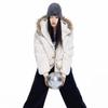 ICH MODE Women's Hooded Down Jacket with Fur Collar