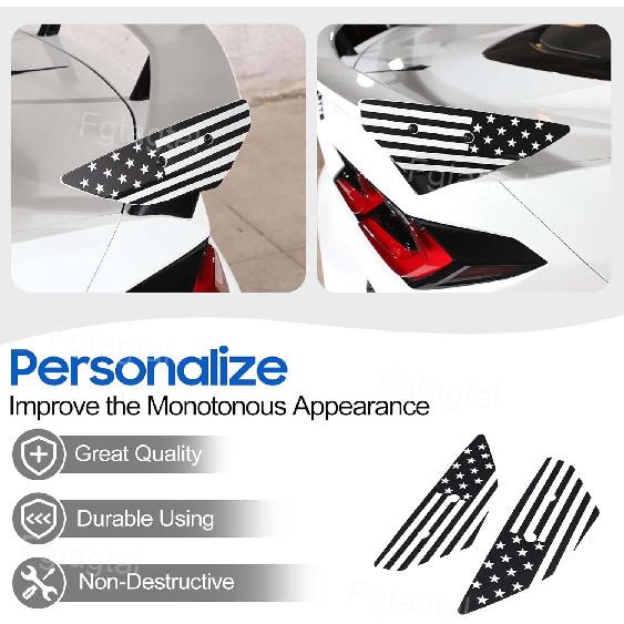 Rear Wing Side American Flag Decals Compatible with Chevrolet Corvette C8 2020-2026, Spoiler Side Panel Sticker, American Flag Rear Wing Decal