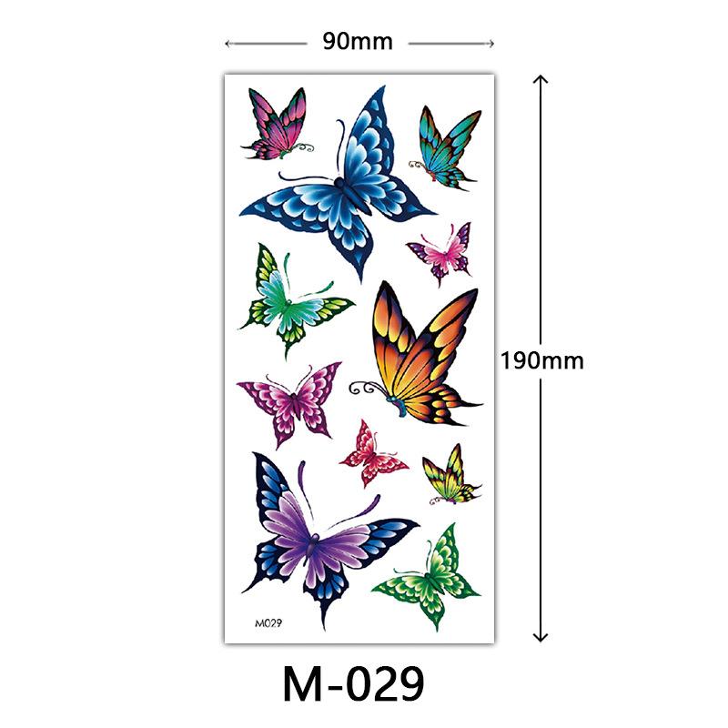 Waterproof Three-Dimensional Color Print Tattoo Sticker, Butterfly Flower Animal Tattoo