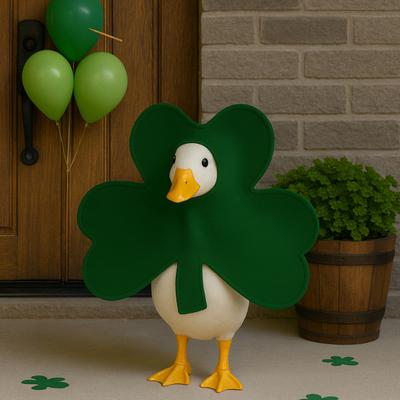 St. Patrick's Day Goose Outfit Clover Shaped Porch Goose Clothing Green Shamrock Costume Fits 23 Inch Goose Statue for Festive Yard Lawn Decor