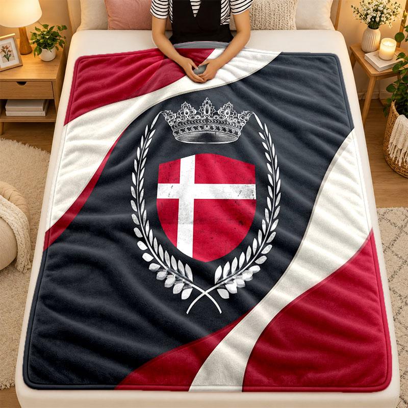 Flannel BlanketDenmark Football Warm Soft Throw Blanket for Indoor Sofa Bed Living Room Use