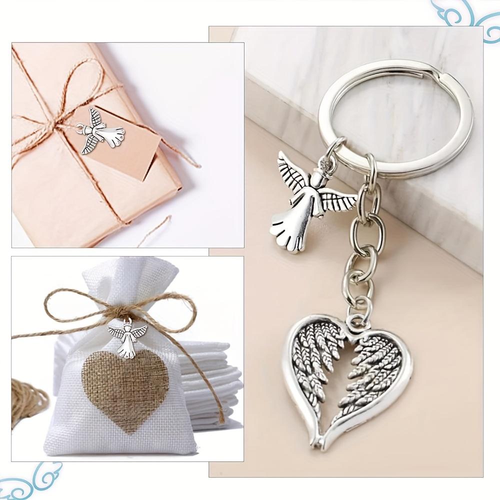 10/30/50pcs Angel Guardian Angel Talisman Alloy Wings Double Sided Jewelry Making Talisman Christmas Earrings Necklace Bracelet Supplies Crafts