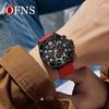 OFNS Men's Waterproof Quartz Chronograph with Silicone Strap and Steel Band, Business Calendar, and Small Second Display.
