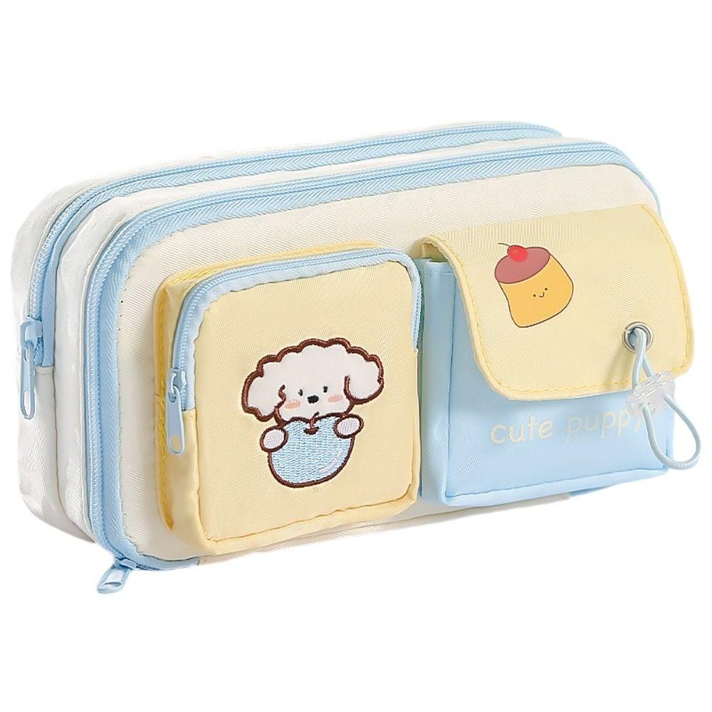 Cosmetics Card Storage Cartoon Pen Pencil Case Cartoon Embroidery Stationery Storage Bag Men Women