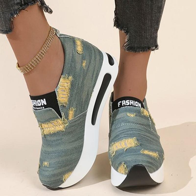 Fashion Fashion Mix Color Ripped Sneakers Women Slip On Lightweight Sports Shoes Woman Autumn Winter Low Top Platform Sneaker Female