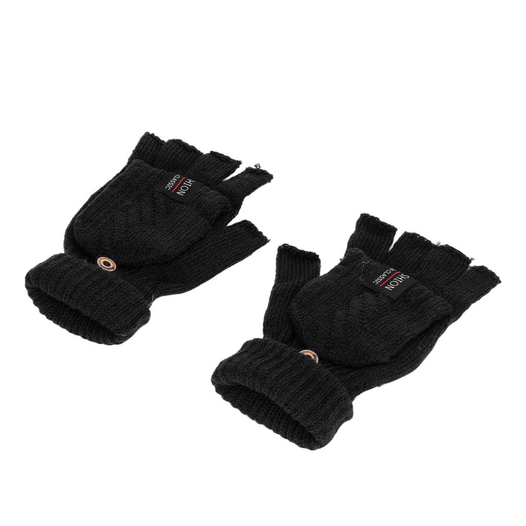 1 Pair USB Heated Gloves Electric Heating Thermal Knitting Gloves Half Finger Winter Hand Warmer for Working Black