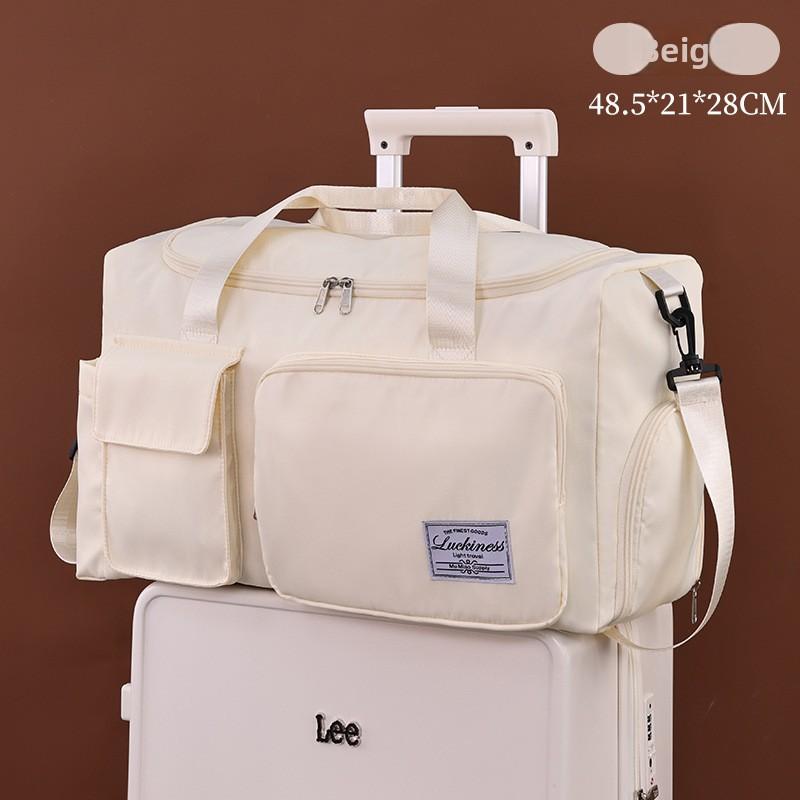 Large Capacity Shoulder Strap Waterproof Luggage Bag Can Be Put On Tie Rod Storage Luggage Bag Travel Bag Multi-layer Storage