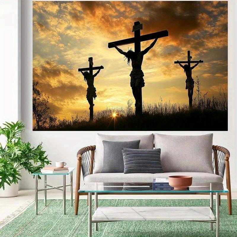 1 Stück, 2D flach, religiöses christliches Jesus-Leiden-Banner - Kirchenandacht, Hintergrund zum Thema Erlösung, Familie, wsj