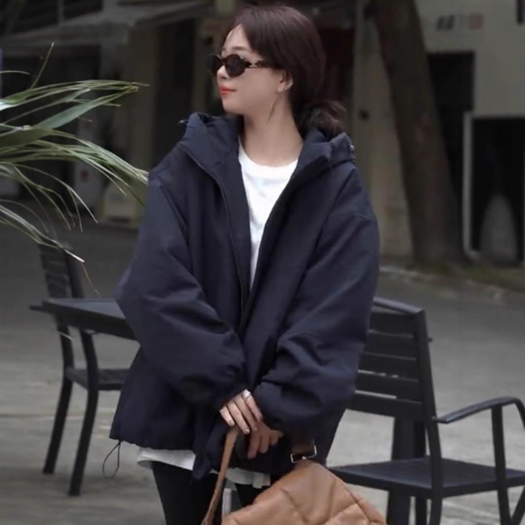 

Women s 2024 Loose-Fit Hooded Down Jacket - Thickened Cotton Padded Winter Coat XL off білий колір