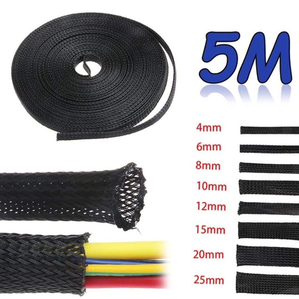 Black Tight PET Expandable Wire Protection Cable Braid Sleeving Insulation