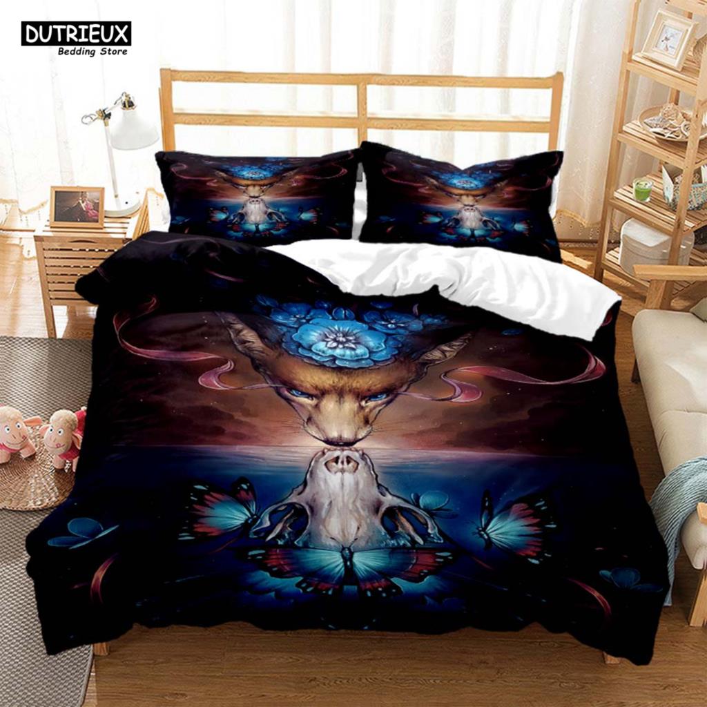 Comforter Wolf Digital Print Polyester Bedding Sets Child Boys Set For Teens Bedding Set Bed Comforter Set
