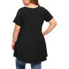 Large Size Women V-neck Button Short-Sleeved Color Loose Pullover T-shirt