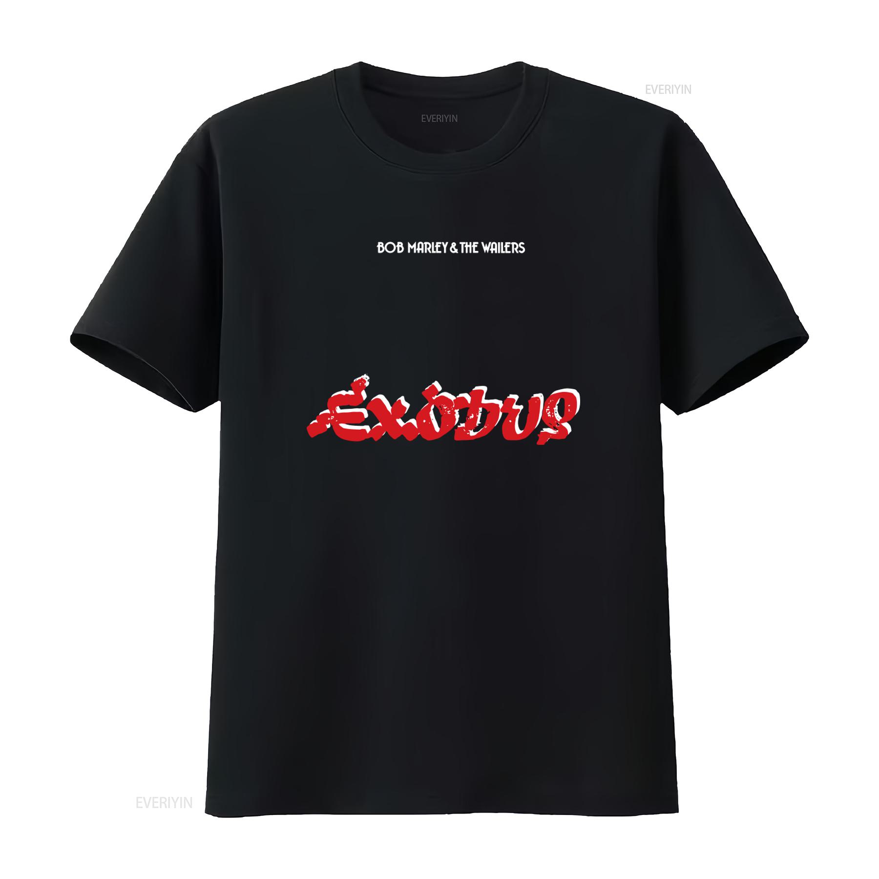 

Bob Marley The Wailers Exodus Album T Shirt Rock Band Style with Rastaman Vibration Design vintage Washed Top For Everyday Wear 4XL