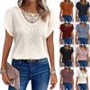 Women Spring Summer New Short Sleeve T-shirt, Lace Splice Casual Fashion Blouse