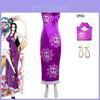 One Piece Boa Hancock Cosplay Dress Suit In Satin Fabric For Halloween Party