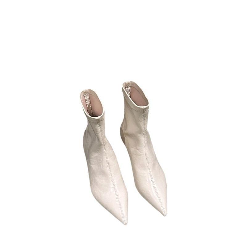 2025 autumn and winter design sense thin heel pointed low heel boots fashion short boots