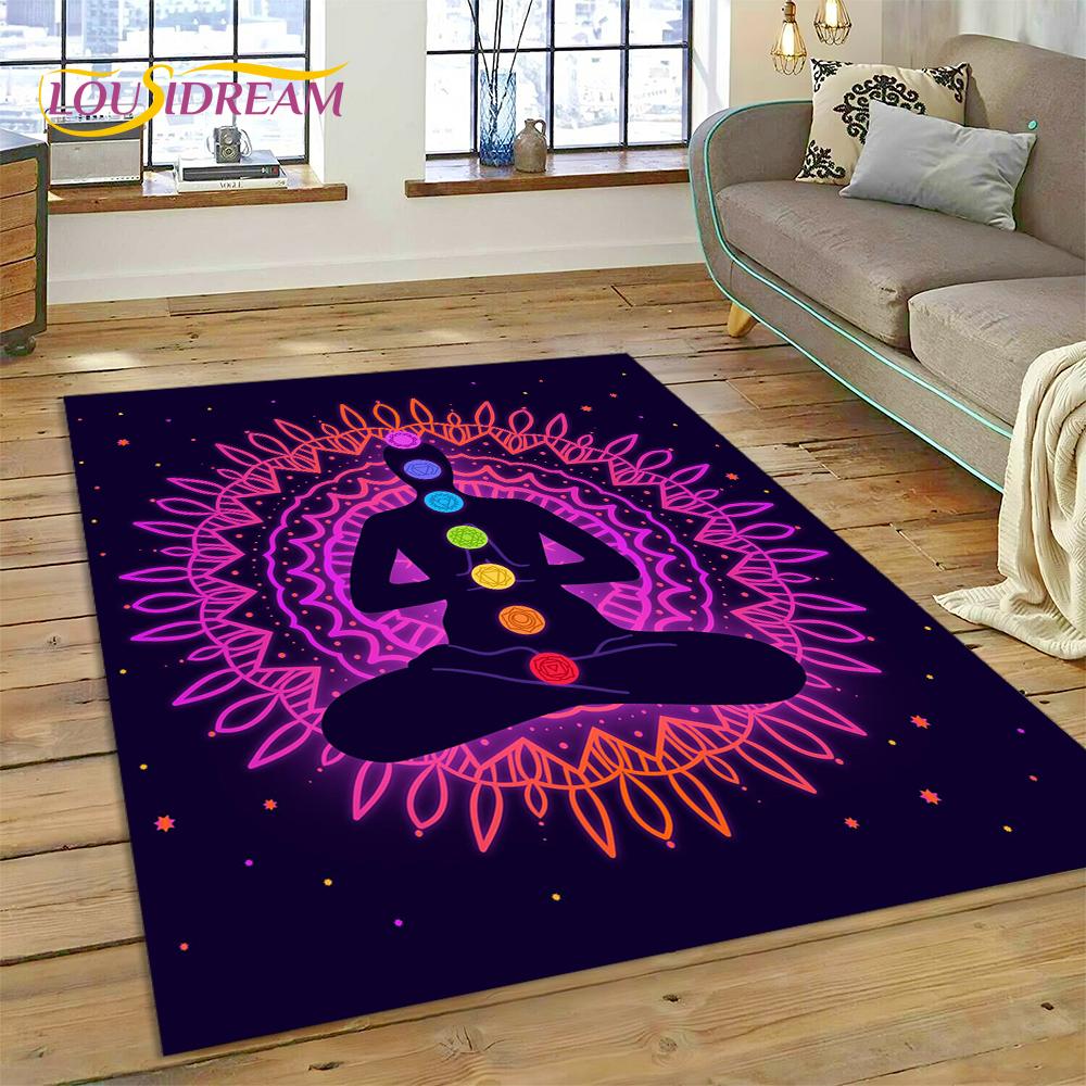 3D Yoga Meditation Rainbow 7 Chakra Rug Carpet for Living Room Bedroom Decor,floor Mat Non-slip Decoration for Sofa Doormat Gift