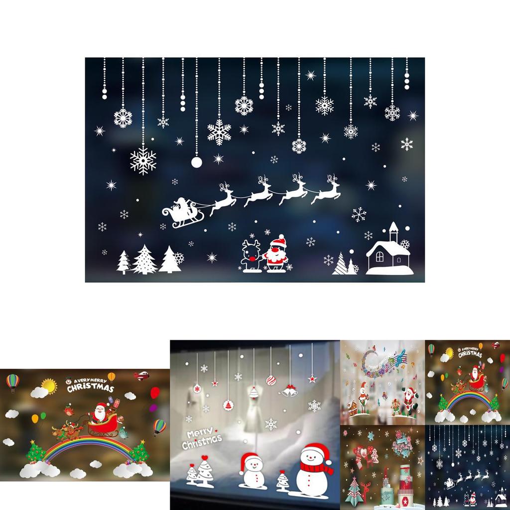 Large Christmas Window Glass Stickers Festive Pvc Static Cling Decorations For Holiday Cheer