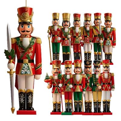 Christmas Nutcracker Ornaments Small Wooden Soldier Nutcracker Hanging Decoration for Christmas Tree
