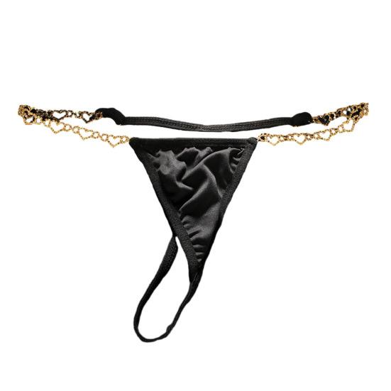 G String Thongs for Women Sexy T-back Low Rise Underwear Plus Size Cheeky Rhinestone Heart Chain Panties