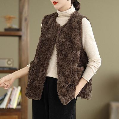 Autumn and Winter Vest Women's New Outer Wear Lamb Fur Coat Women's Vest Vest Warm Base