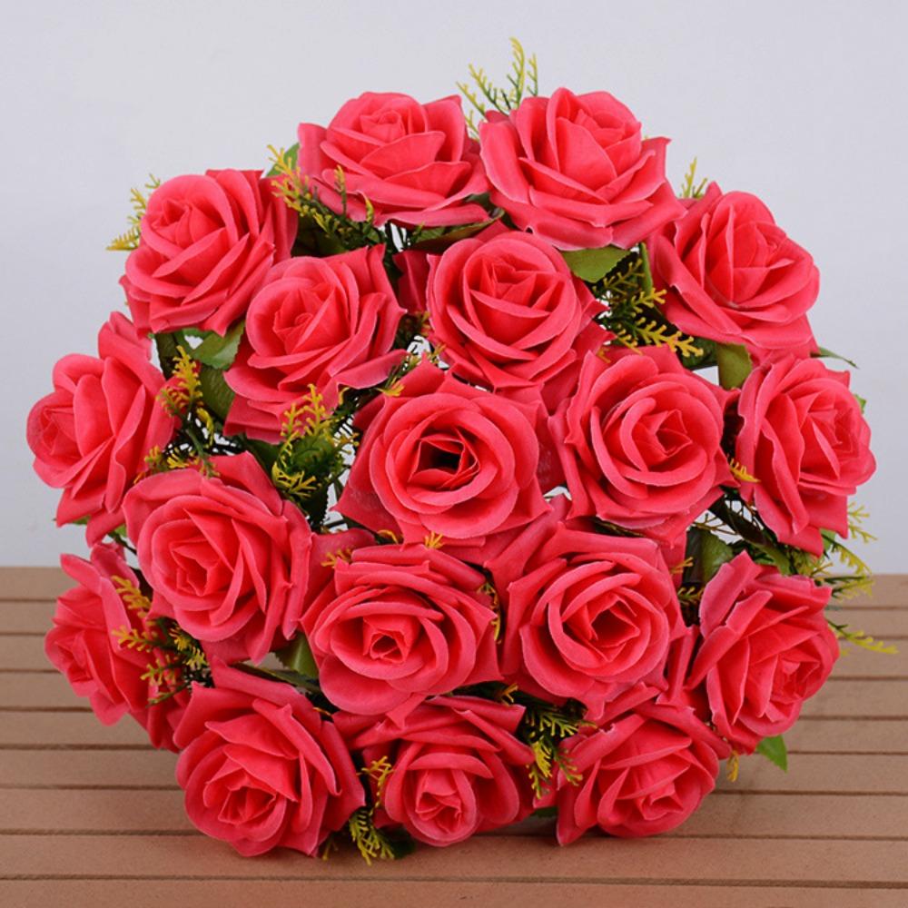

18 Heads Real Happy Flower Mini Natural Simulated Rose Valentine s Day Flowers Home Decorative рожевий червоний колір