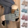 Womens Winter Warm Knitted Gloves Plush Knitted Autumn and Winter Warm Double Layer Thick Gloves Touch Screen Ski Gloves