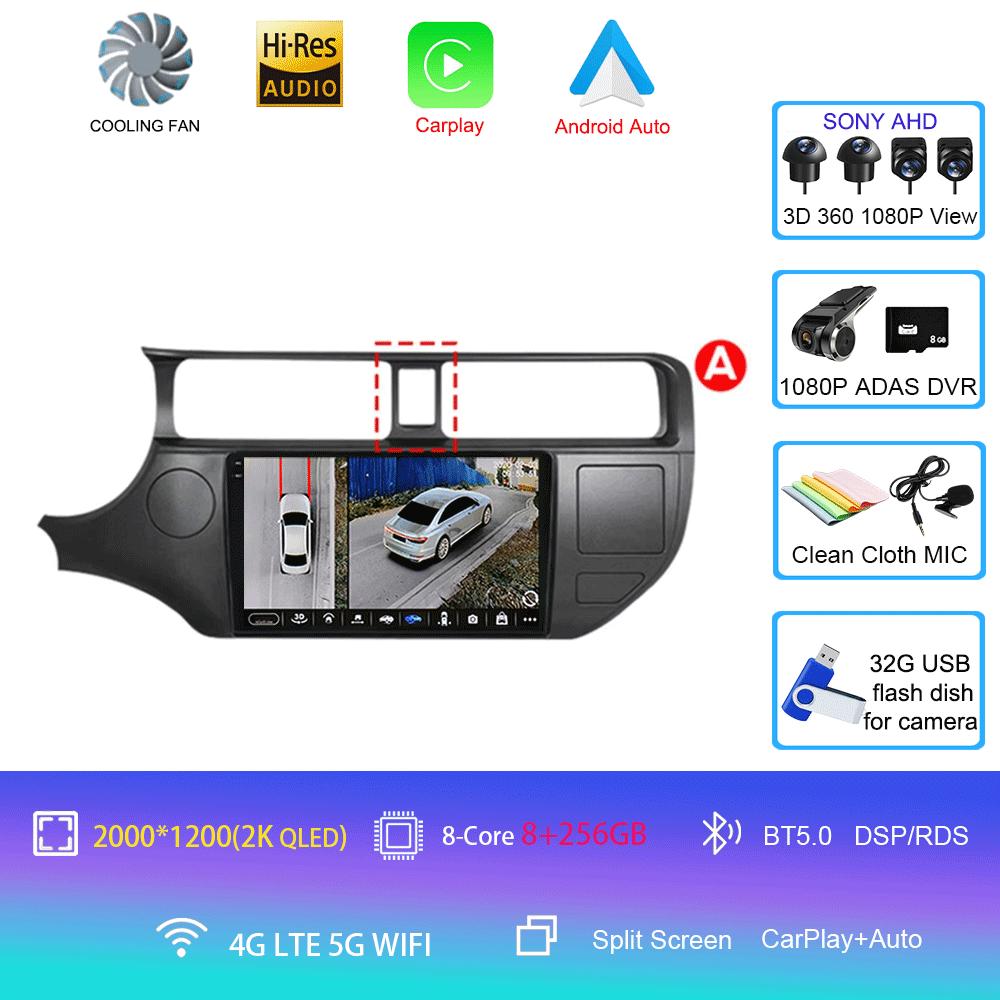 For Kia RIO 4 K3 2011-2017 2K QLED Android 14 Car Radio Multimedia Player 2 Din GPS Navigation stereo DVD Head Unit
