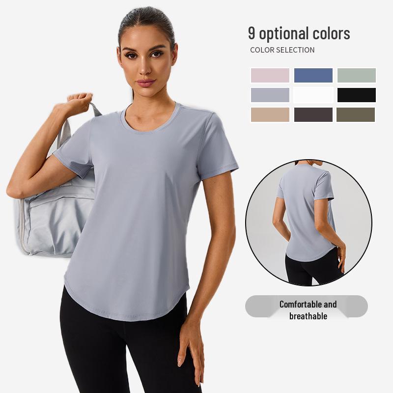 Dámské lehké krátkorukávé jógové triko - Prodyšné, rychleschnoucí, univerzální, přiléhavé sportovní oblečení pro trénink a fitness