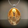 1PC Fashionable Exquisite DIY Pattern Oval Glass Alloy Pendant Necklace