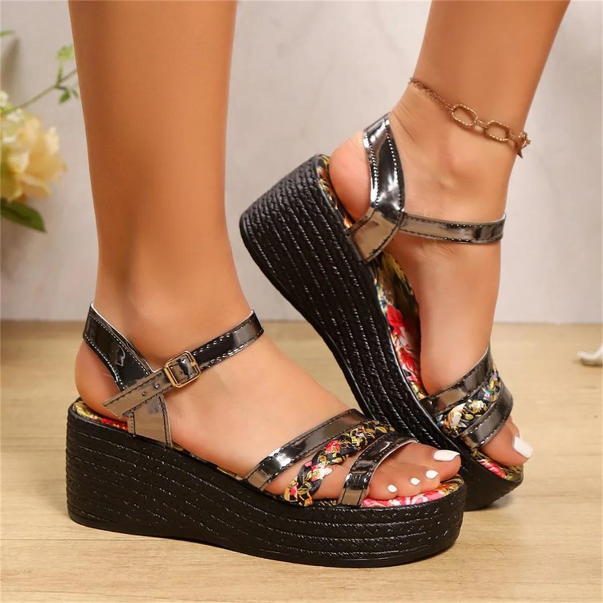 

Women s Fashion round Head Open Toe Platform Sandals Light Weight Casual Summer Comfortable Non-Slip Sexy Simple Design 36 чорний