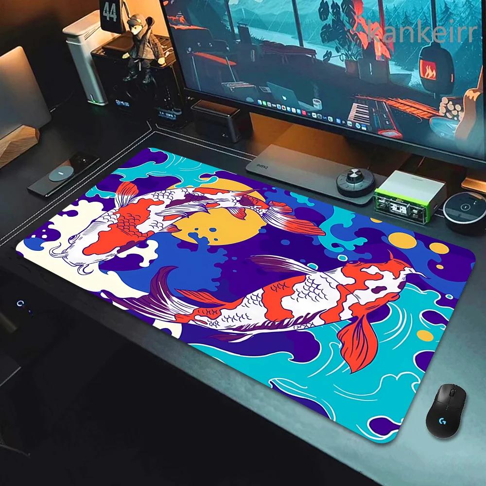 Gaming Mouse Pads Koi Taichi Neutral Table Mats Computer Mousepad Company Big Deskmat 90x40 Large Gamer Mousepads Fish Mouse Mat