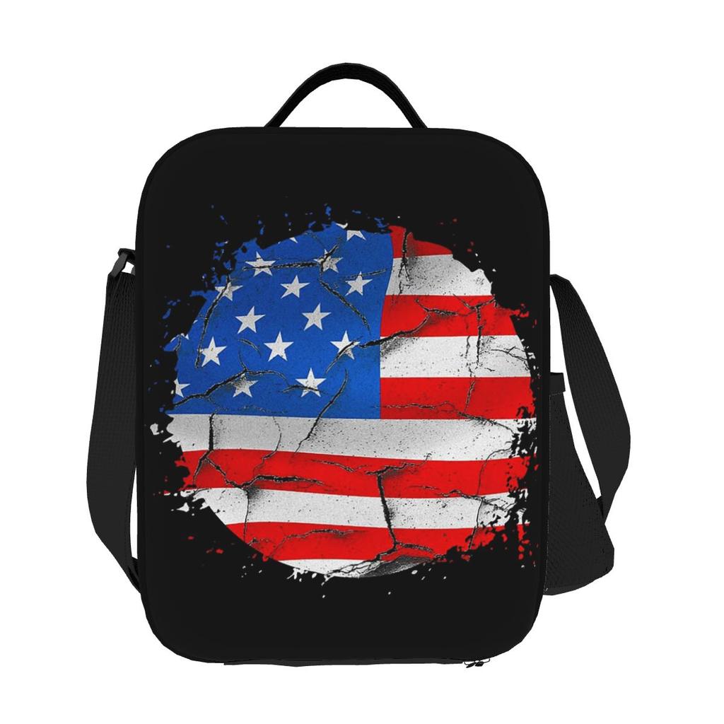 USA America American Flag Insulated Lunch Bag for Women Kids Portable Food Boxes Thermal Lunch Box Tote