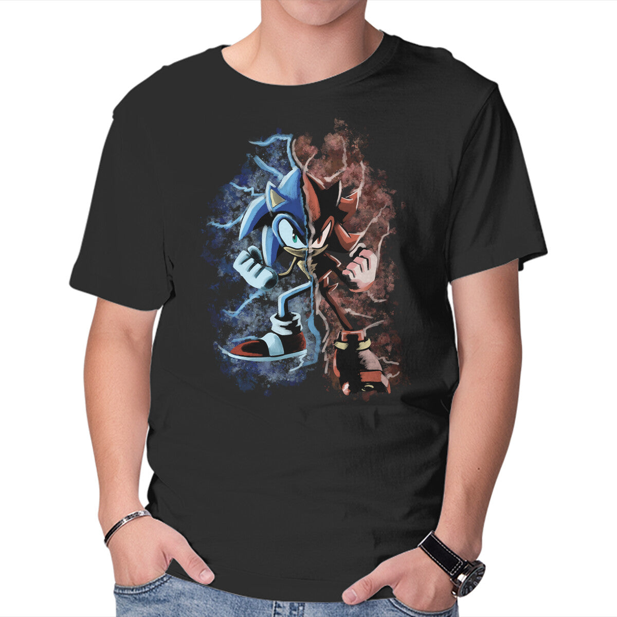Unisex Crew Neck T-Shirt Two Faces Speed Graphic Short Sleeve Casual Tee XXL