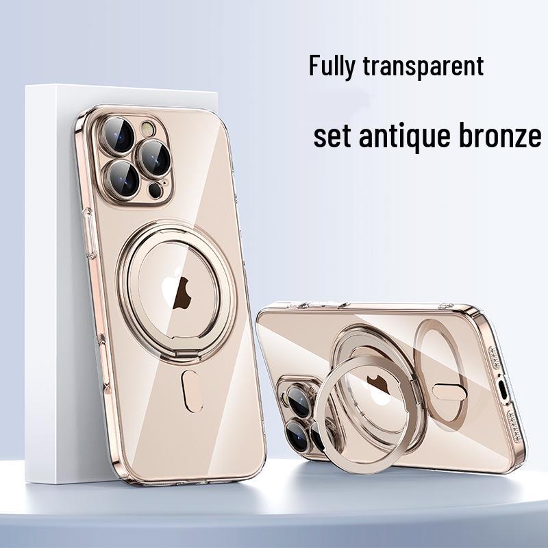 iPhone 16 Case: Rotating Magnetic Stand, Ultra-thin Electroplated for 13, 14 Pro Max, 15