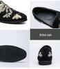 Men's Chinese Embroidered Black Leather Loafers – Large Size Casual Slip-ons
