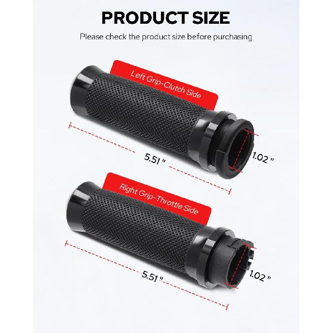Motorcycle Hand Grips Handlebar Grips Cable Throttle Fit For Harley ’02-’17 VRSC, ’96-Later XL, ’08-’13 XR, ’96-’17 Dyna (Except