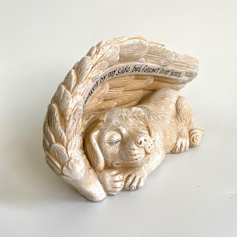 Creative Angel Dog Resin Sculpture With Illumination For Garden And Home Decor Gift