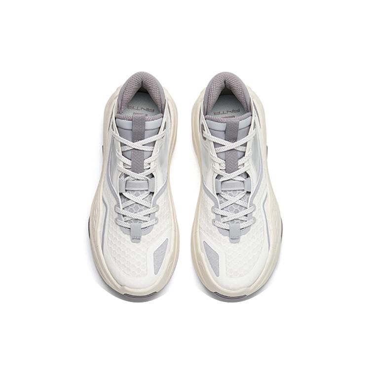 Anta C37 2.0 Synthetic Leather Slip Resistant Cushioning Abrasion Resistant Mid Top Skateboard Shoes Men's White Gray 912228082-1